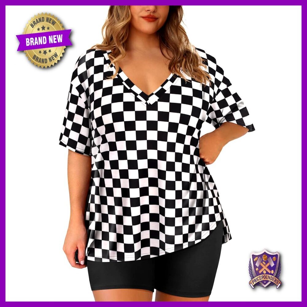 Plus Size 2 Piece Tracksuit V Neck Split Hem Loose Fit Lounge Set